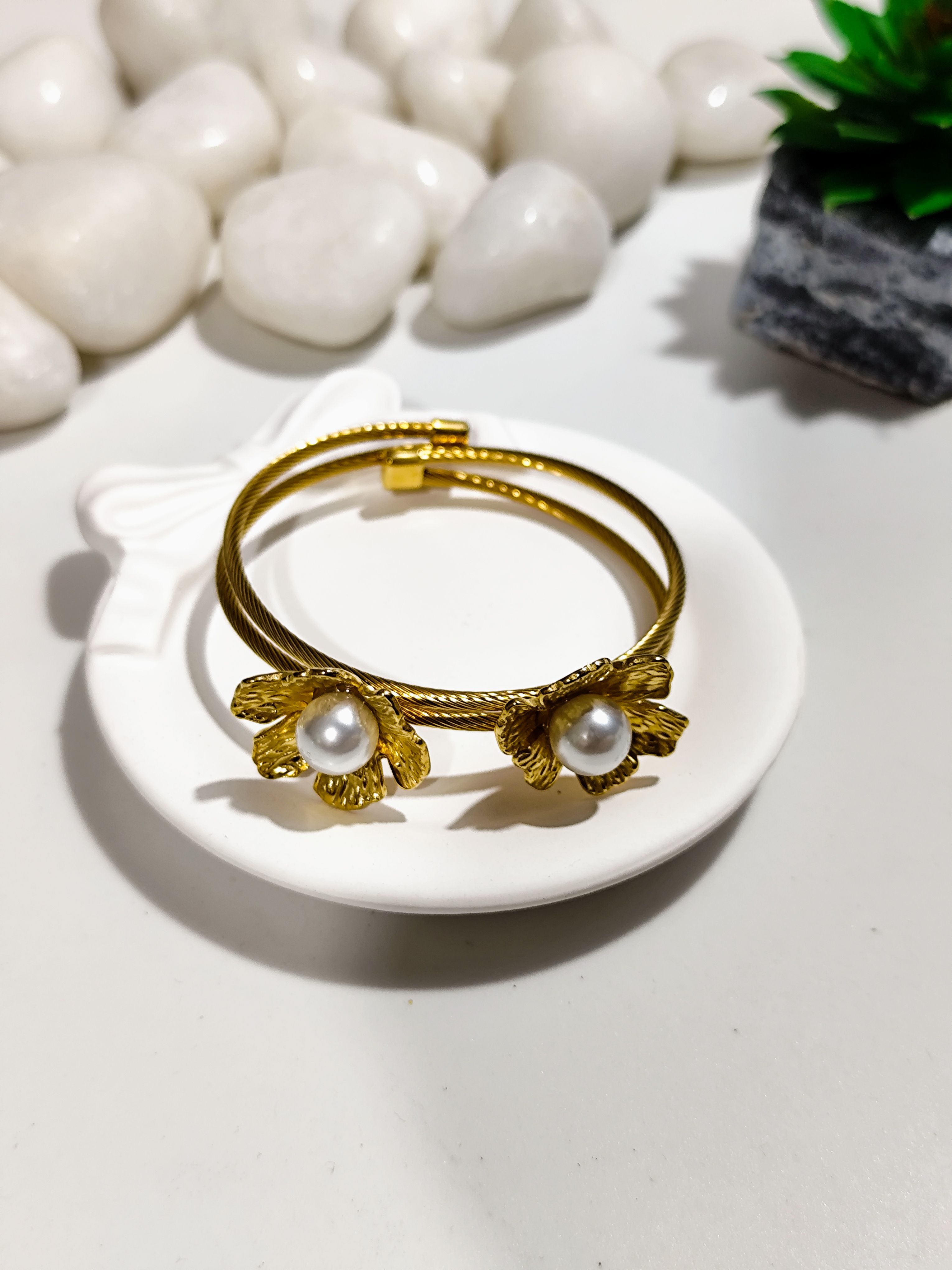 Floral Pearl Kada Bracelet